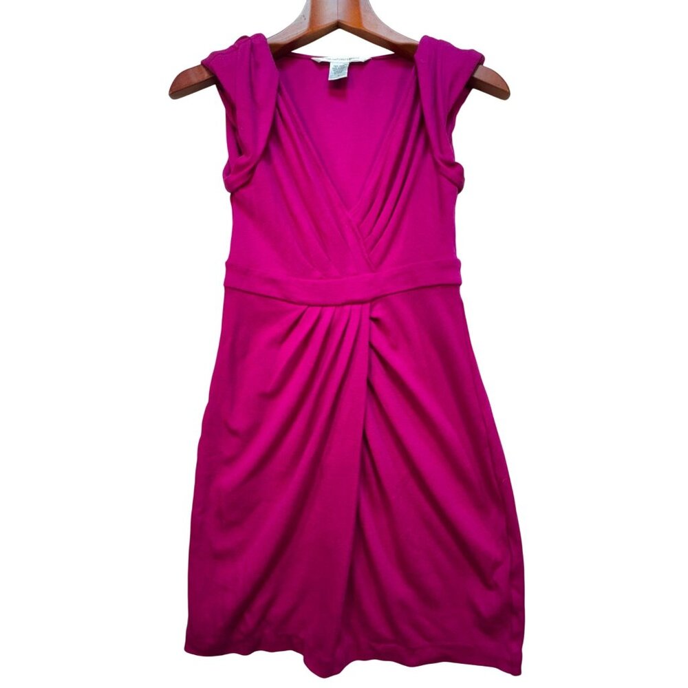 Diane Von Furstenberg Womens Sheath Dress Size 2 Fuchsia Wool Sleeveless Couture
